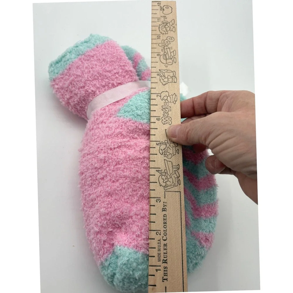 Unbranded Fuzzy Socks OS Pink Blue Chevron Zig Zag Plush Cozy Slipper Socks